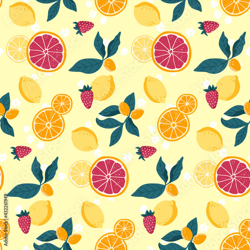 Summer Fresh Fruits Seamless Pattern