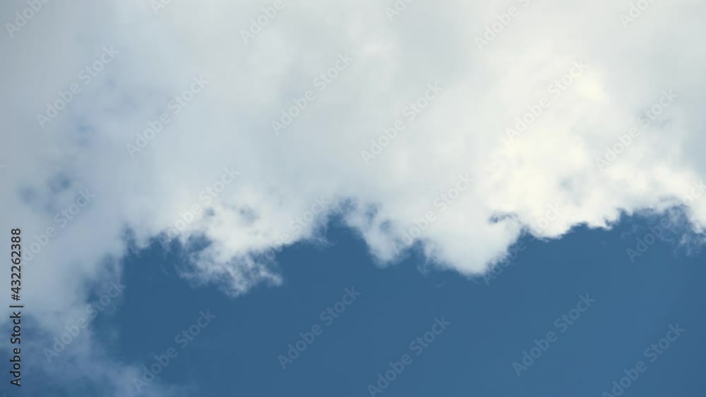 Fluffy white clouds isolated on blue sky, static view