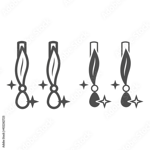 Earrings with precious stones line and solid icon, 8 March concept, Women accessories sign on white background, Pearl earrings icon in outline style for mobile concept and web design. Vector graphics.