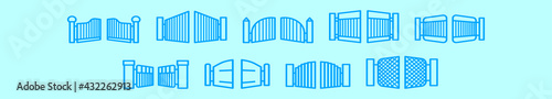 set of open gate cartoon icon design template with various models. vector illustration isolated on blue background
