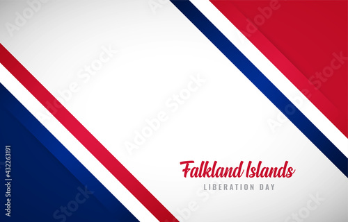 Happy liberation day of Falkland Islands with Creative Falkland Islands national country flag greeting background