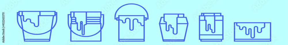 Fototapeta premium set of paint pots cartoon icon design template with various models. vector illustration isolated on blue background