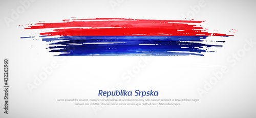 Artistic grungy watercolor brush flag of Republika Srpska country. Happy Republic day background