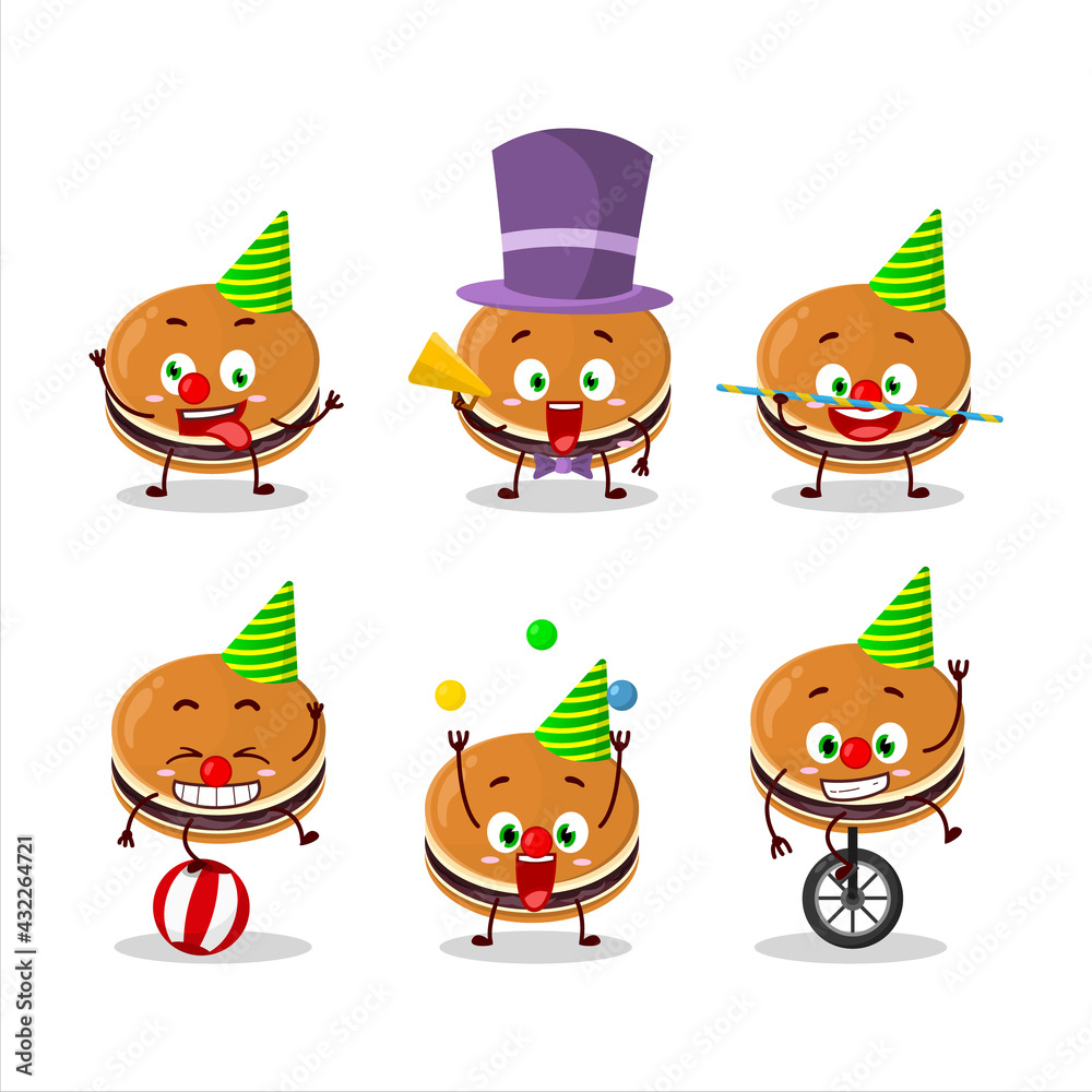 Cartoon character of dorayaki with various circus shows