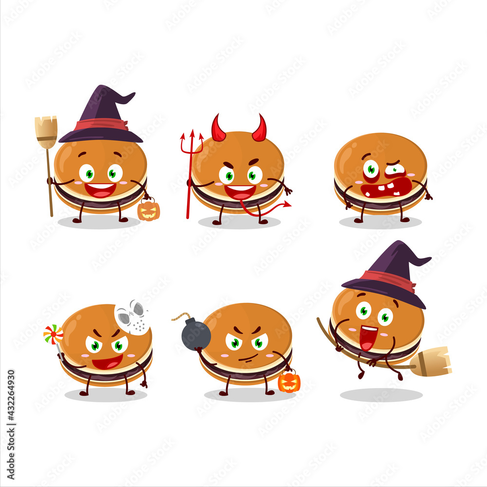 Halloween expression emoticons with cartoon character of dorayaki Halloween expression emoticons with cartoon character of dorayaki