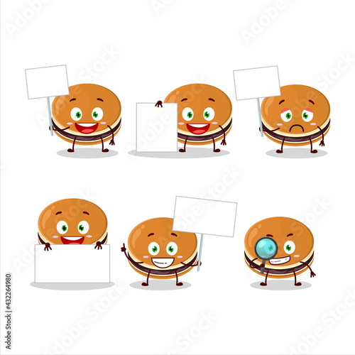 Dorayaki cartoon in character bring information board