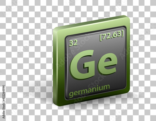 Germanium chemical element. Chemical symbol with atomic number and atomic mass.