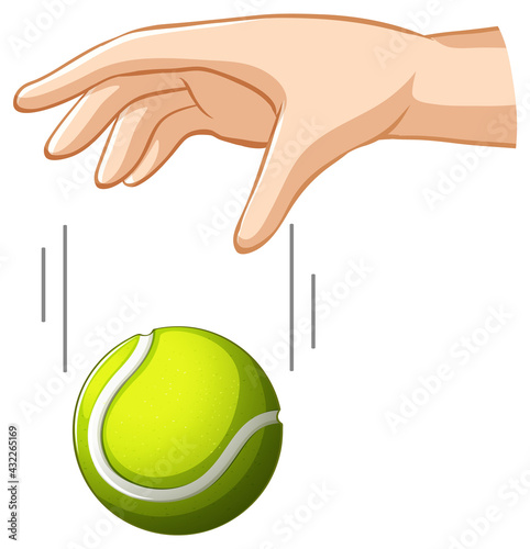 Hand dropping tennis ball for gravity experiment