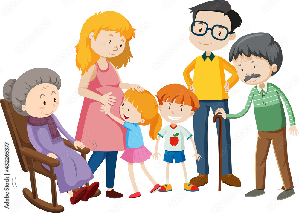 Member of family cartoon character on white background Member of family cartoon character on white background