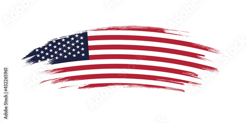 Artistic grunge brush flag of United States of America isolated on white background