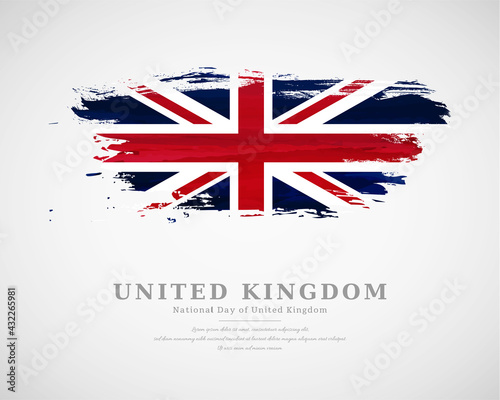 Happy national day of United Kingdom with artistic watercolor country flag background