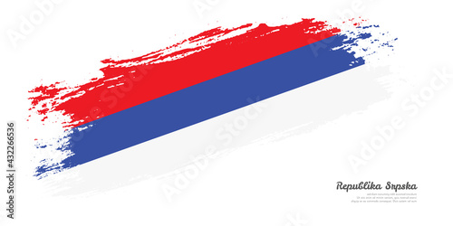 Hand painted brush flag of Republika Srpska country with stylish flag on white background