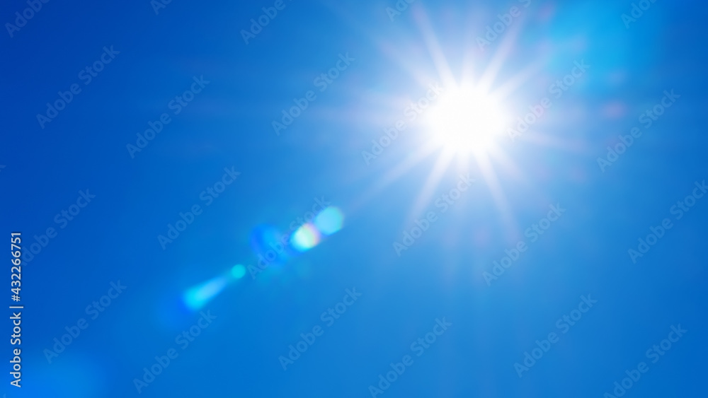 Fototapeta premium Natural background of sky and bright sun with soft effect. sky background in soft colors with rays and highlights