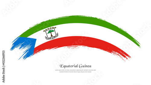 Flag of Equatorial Guinea in grunge style stain brush with waving effect on isolated white background