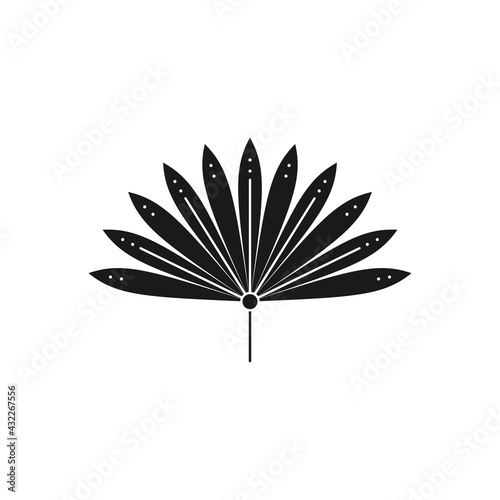 Dried Palm Leaf Silhouette in Simple Style. Vector Tropical Leaf Boho Emblem. Floral Illustration