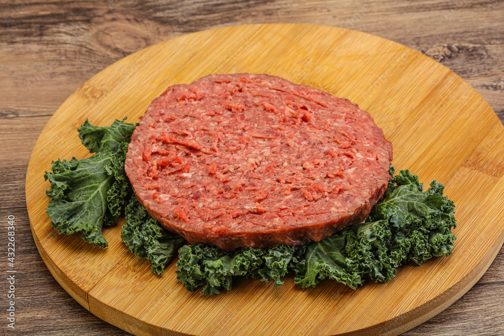 Raw beef burger cutlet for burger Raw beef burger cutlet for burger