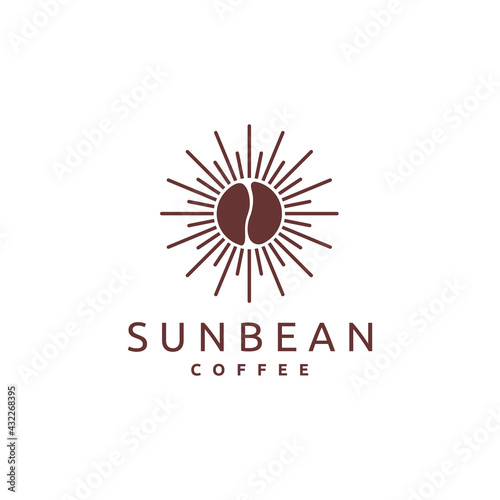 Sun Bean Coffee Logo Vector Design Icon Illustration