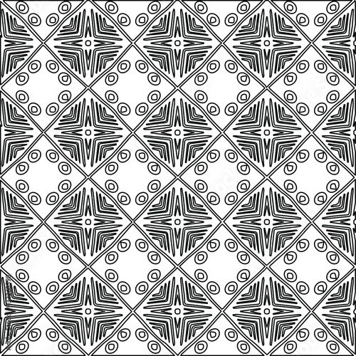  Geometric vector pattern with Black and white colors. Seamless abstract ornament for wallpapers and backgrounds.