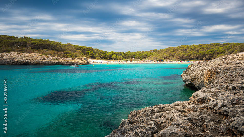 A view on Cala Mondrago beach on Mallorca island in Mediterranean Sea