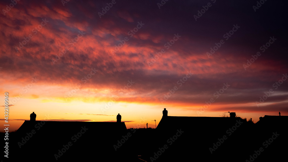 Colourful sunset in Derbyshire, UK