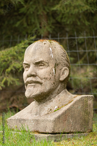 Lenin marble bust with bird poop on the head, Chairman of the Council of People's Commissars of the Soviet Union