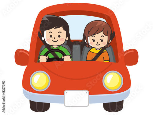 車を運転するカップル　安全運転　交通安全