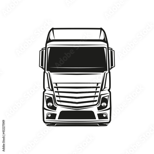 euro truck logo vector black and white illustration front view