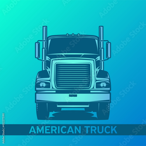 diesel truck logo vector green and blue illustration front view