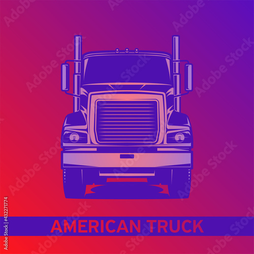 diesel truck logo vector red and violent illustration front view