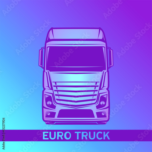 euro truck logo vector blue and violent illustration front view