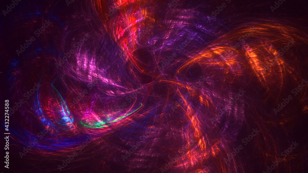 3D rendering abstract colorful fractal light background