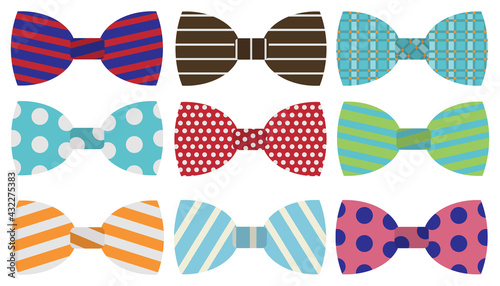 The bow tie. large set of bow ties isolated on white background. Vector. cartoon illustration. Vector.