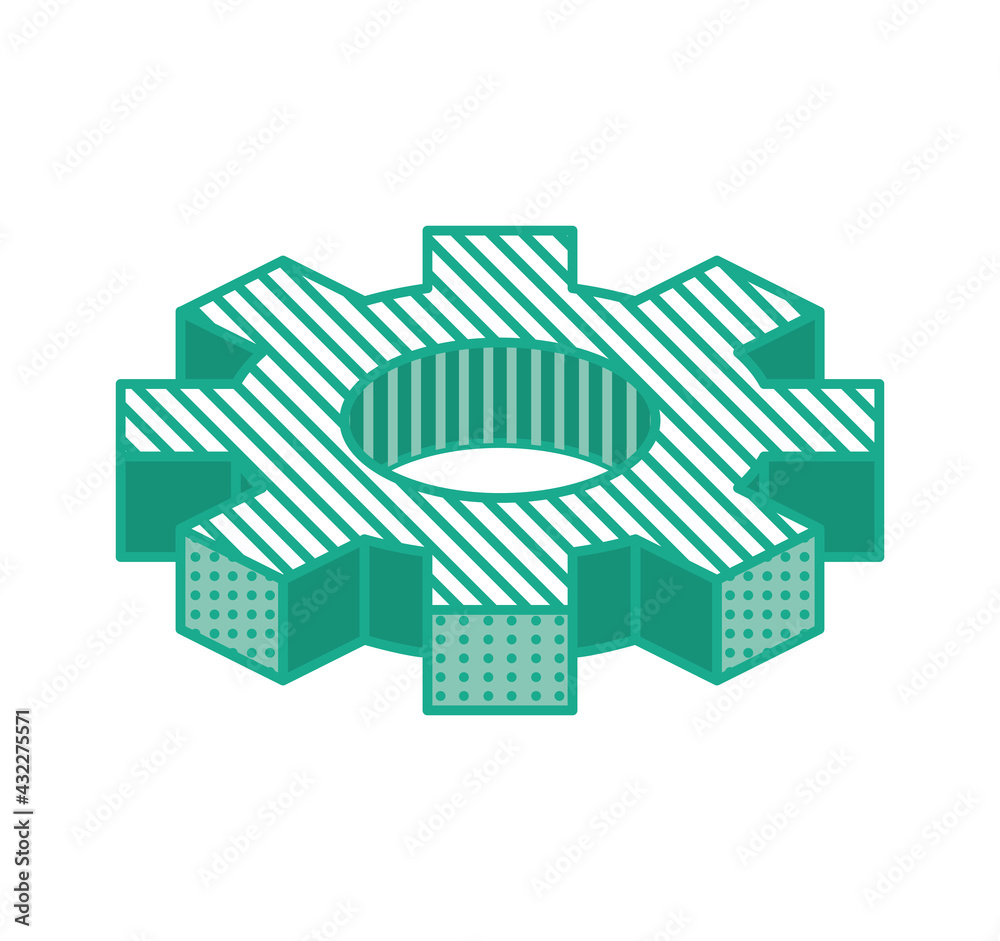 Obraz premium Gear Isolated on White. Outline Isometric Icon for Infographic, Website or App.