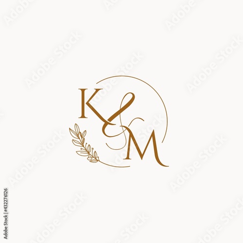 KM initial wedding monogram logo