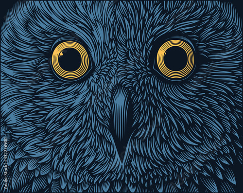 Owl Portrait. Hand drawn engraving. Editable vector vintage illustration. 8 EPS