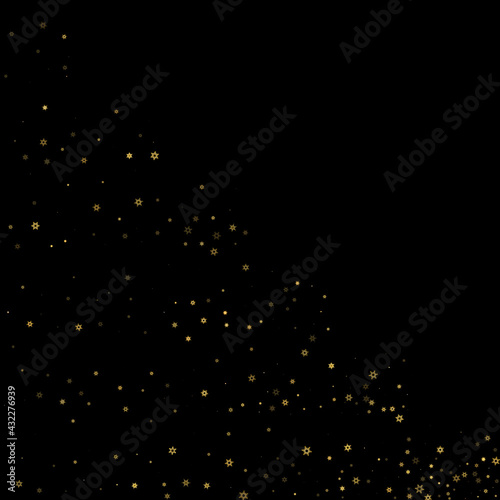 Falling Snow flakes golden pattern Holiday Vector