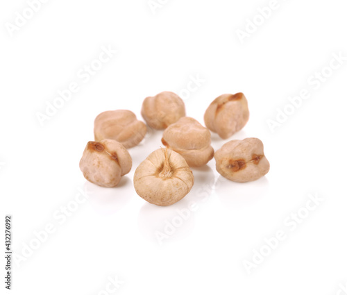 Dried chickpea beans isolated on white background