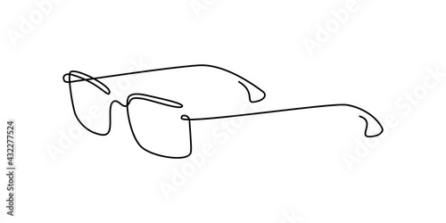 Glasses in continuous line art drawing style. Corrective eye glasses minimalist black linear sketch isolated on white background. Vector illustration