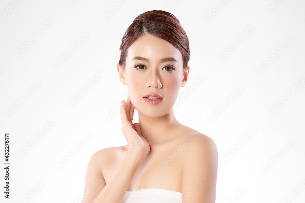 Beautiful young asian woman with clean fresh skin on white background, Face care, Facial treatment, Cosmetology, beauty and spa, Asian women portrait Beautiful young asian woman with clean fresh skin on white background, Face care, Facial treatment, Cosmetology, beauty and spa, Asian women portrait