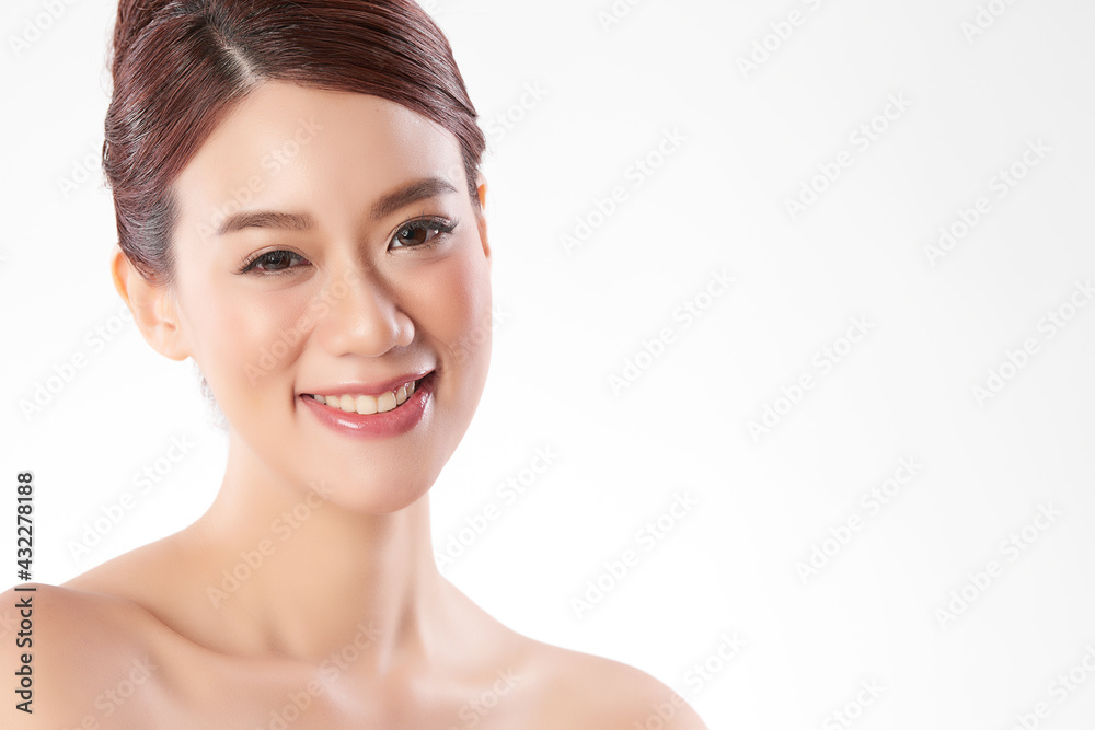 Beautiful young asian woman with clean fresh skin on white background, Face care, Facial treatment, Cosmetology, beauty and spa, Asian women portrait Beautiful young asian woman with clean fresh skin on white background, Face care, Facial treatment, Cosmetology, beauty and spa, Asian women portrait