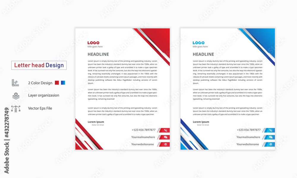 Modern Creative Letterhead Design Letterhead Template With Unique Abstract  Professional Business Letterhead