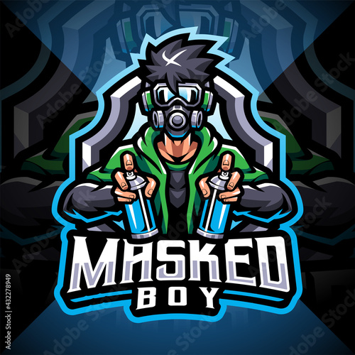 Masked boy esport mascot logo design