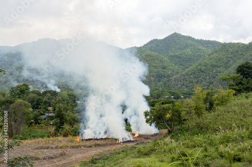 Farmers' bonfires and smoke from burning grass and weeds sometimes spread the wildfire. Farmers, farmers with mountainous areas in Thailand, often solve the problem by burning. Causing toxic dust