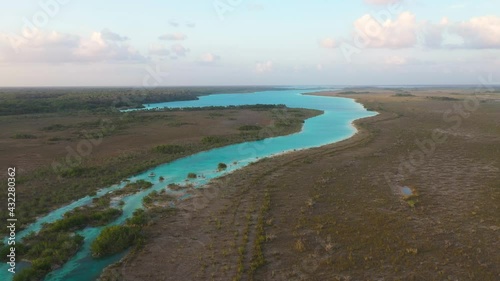 Wallpaper Mural Los Rapidos de Bacalar, river rapids of Bacalar in Mexico, 4K aerial view Torontodigital.ca
