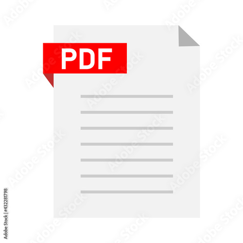 pdf document note icon on white background. paper sheet sign. pdf notepad document business concept.  flat style.