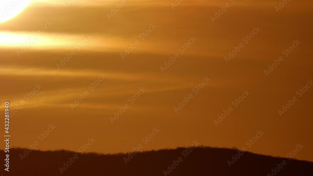 Sunset in mountain. Big sun close-up motion. Nature composition. Sunset in mountain. Big sun close-up motion. Nature composition.