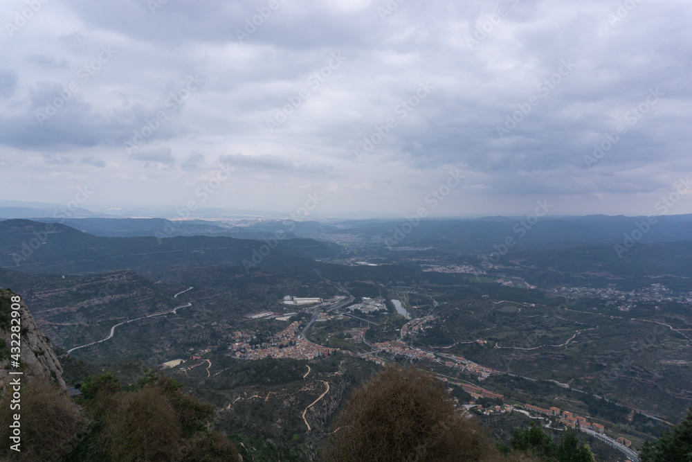 Fototapeta premium View of the town of MONISTROL DE MONTSERRAT from the top of the abbey of MONTSERRAT