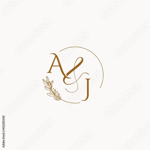 AJ initial wedding monogram logo