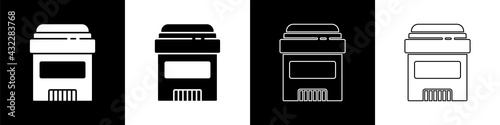 Set Antiperspirant deodorant roll icon isolated on black and white background. Cosmetic for body hygiene. Vector