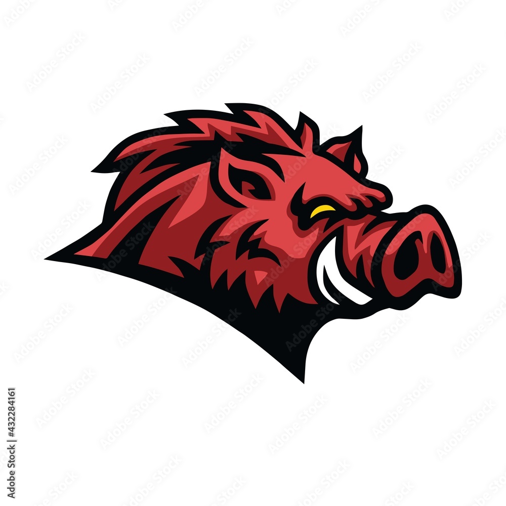 Angry Aggressive Hog Wild Boar Vector Logo Design Angry Aggressive Hog Wild Boar Vector Logo Design
